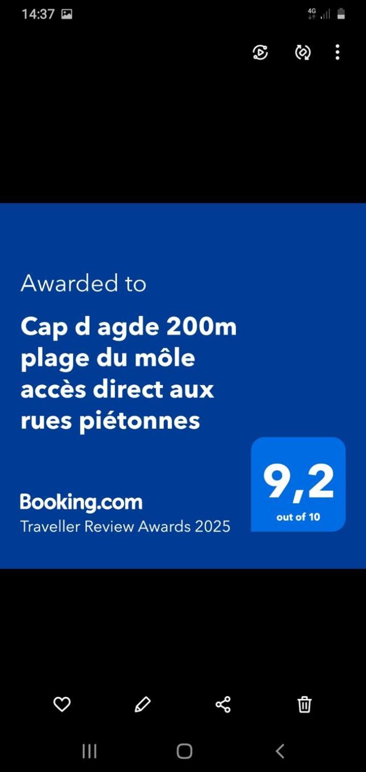 Cap D Agde 200M Plage Du Mole Acces Direct Aux Rues Pietonnes 외부 사진